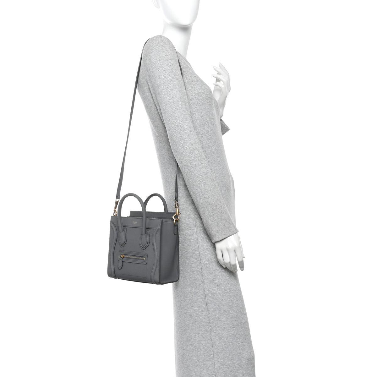Celine Baby Drummed Calfskin Nano Luggage Kohl 2 of 11