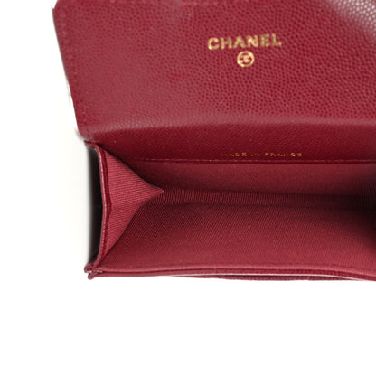 Chanel Caviar Quilted Flap Card Holder Wallet Burgundy 5 of 10