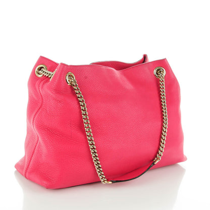Gucci Pebbled Calfskin Medium Soho Chain Shoulder Bag Pink 3 of 12