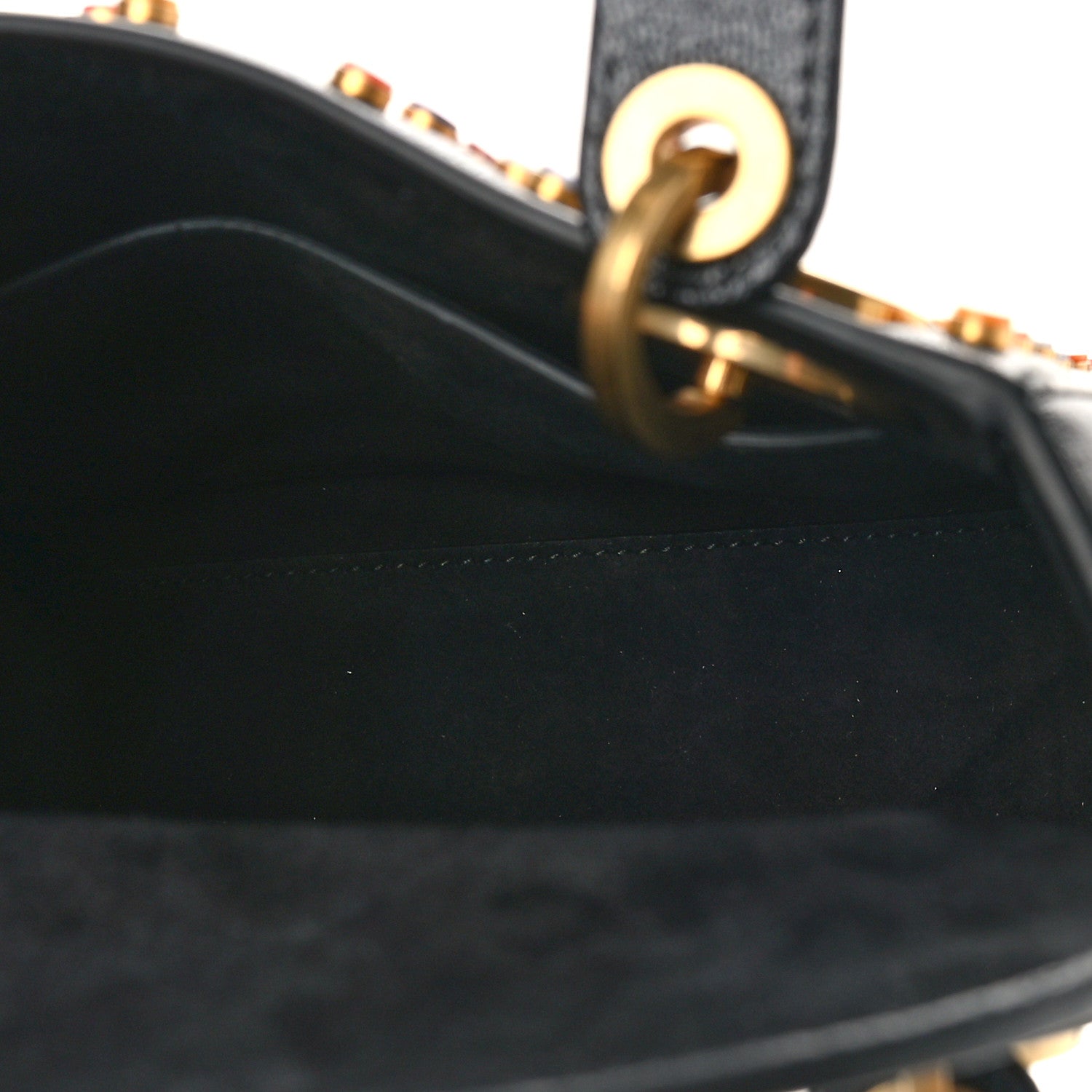 Christian Dior Grained Calfskin Cannage Beaded Mini Lady Dior Black Multicolor 5 of 7