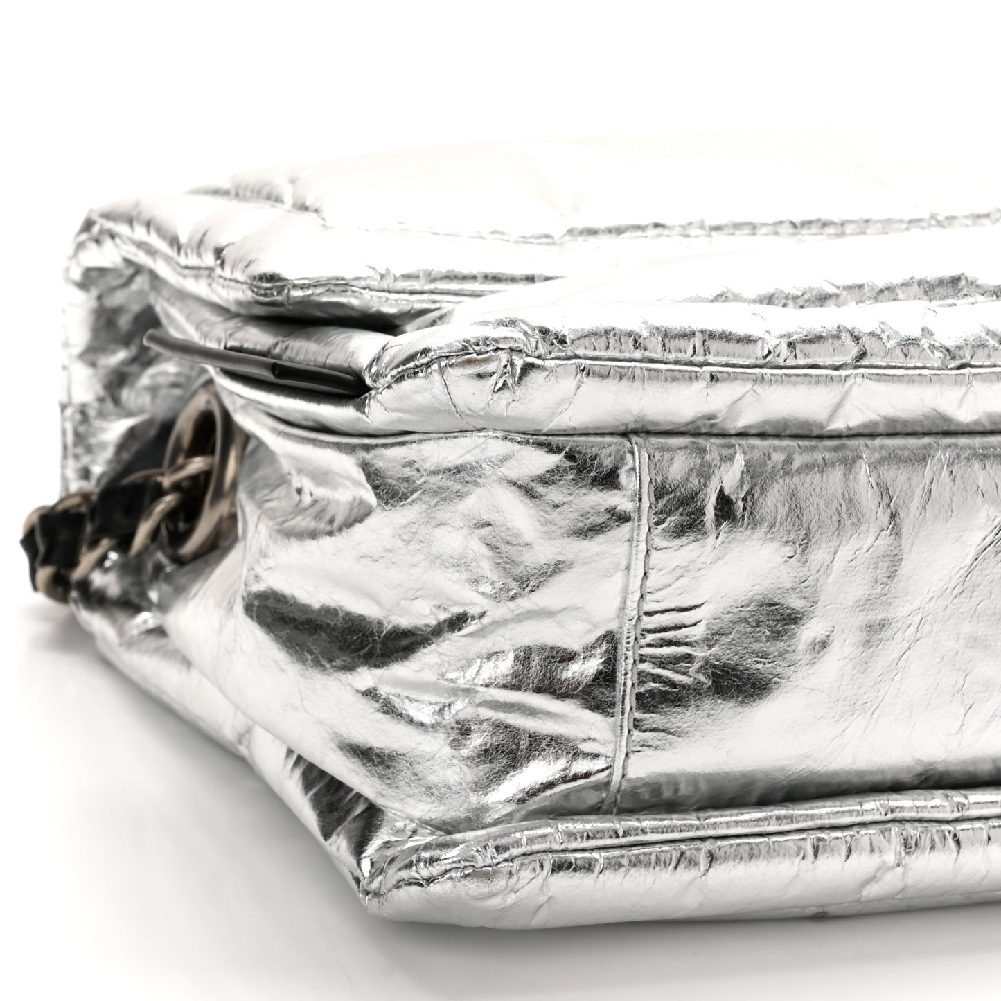 Metallic Lambskin The Pillow Bag Silver