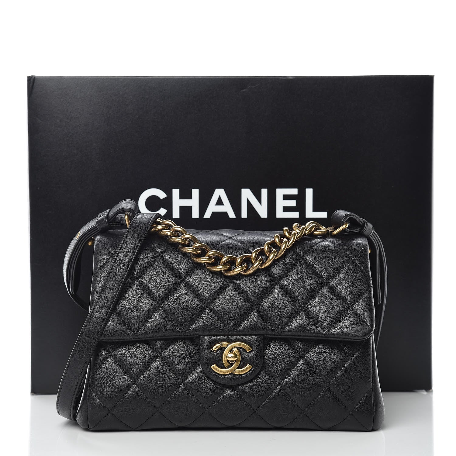 Chanel Shiny Sheepskin Quilted Small Trapezio Flap Black 10 of 10