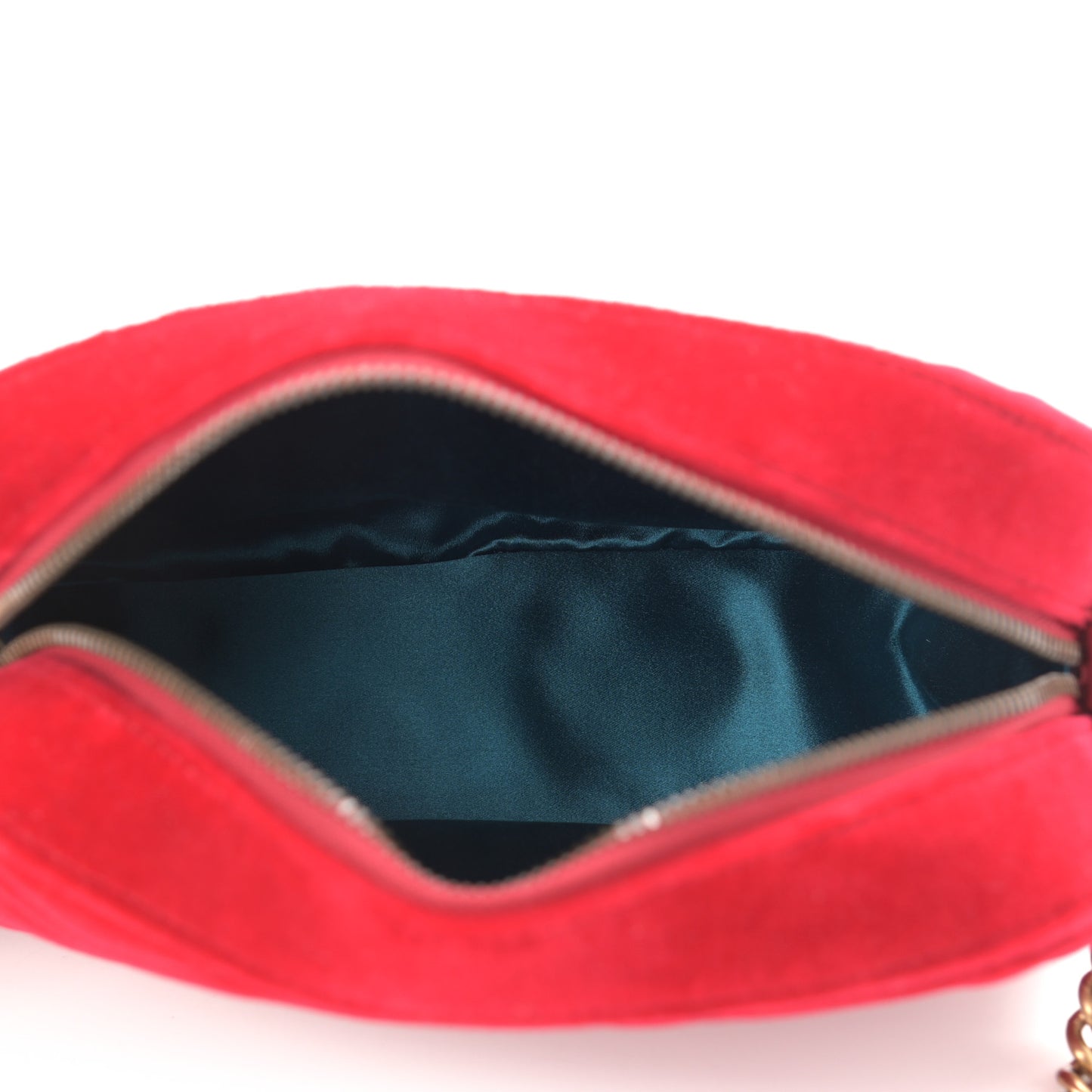 Velvet Matelasse Small GG Marmont Chain Shoulder Bag Hibiscus Red