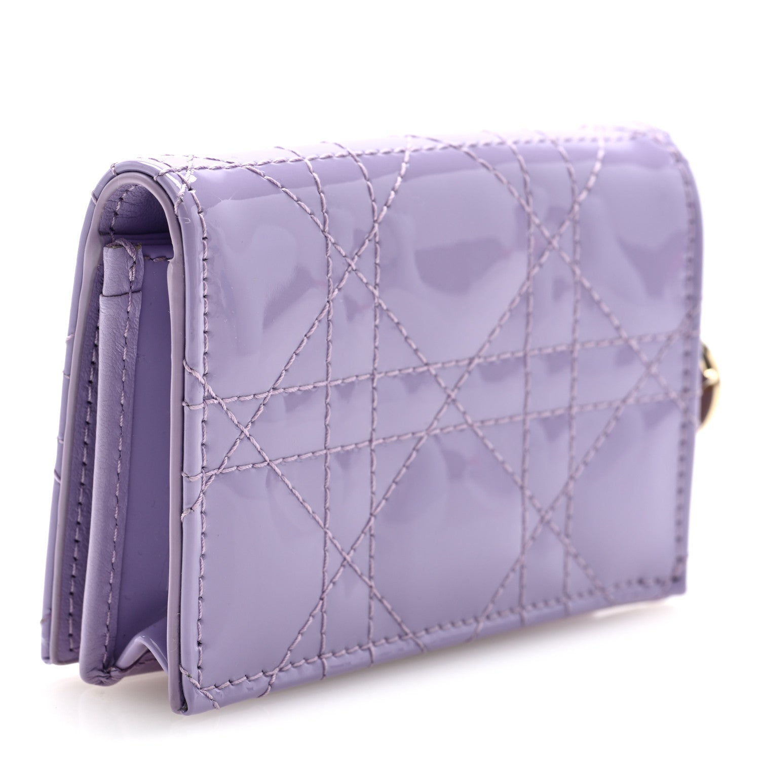 Christian Dior Patent Cannage Small Lady Dior Flap Card Holder