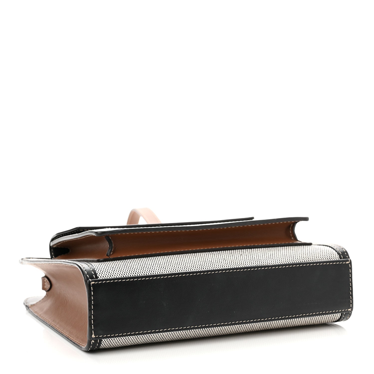 Burberry Smooth Calfskin Canvas Two Tone Mini Pocket Bag Black Tan 4 of 11