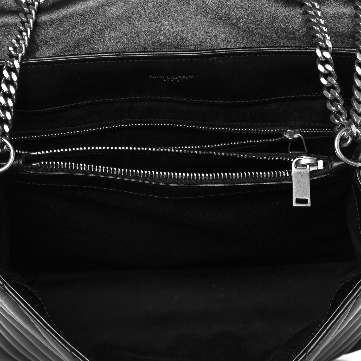Saint Laurent Calfskin Y Quilted Monogram Medium Loulou Chain Satchel Black 4 of 10