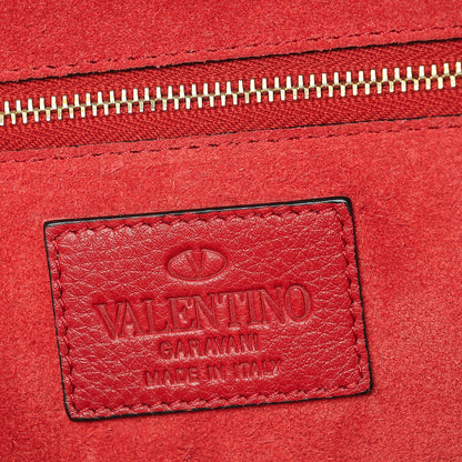 Valentino Garavani Calfskin Rockee Fringe Clutch Red 6 of 7