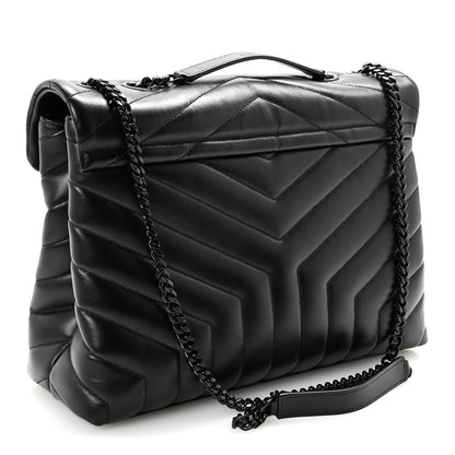 Saint Laurent Calfskin Y Quilted Monogram Monochrome Medium Loulou Chain Satchel Black 3 of 10