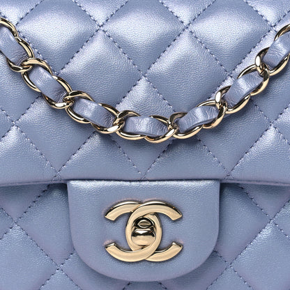Chanel Iridescent Lambskin Quilted Mini Rectangular Flap Light Purple 8 of 10