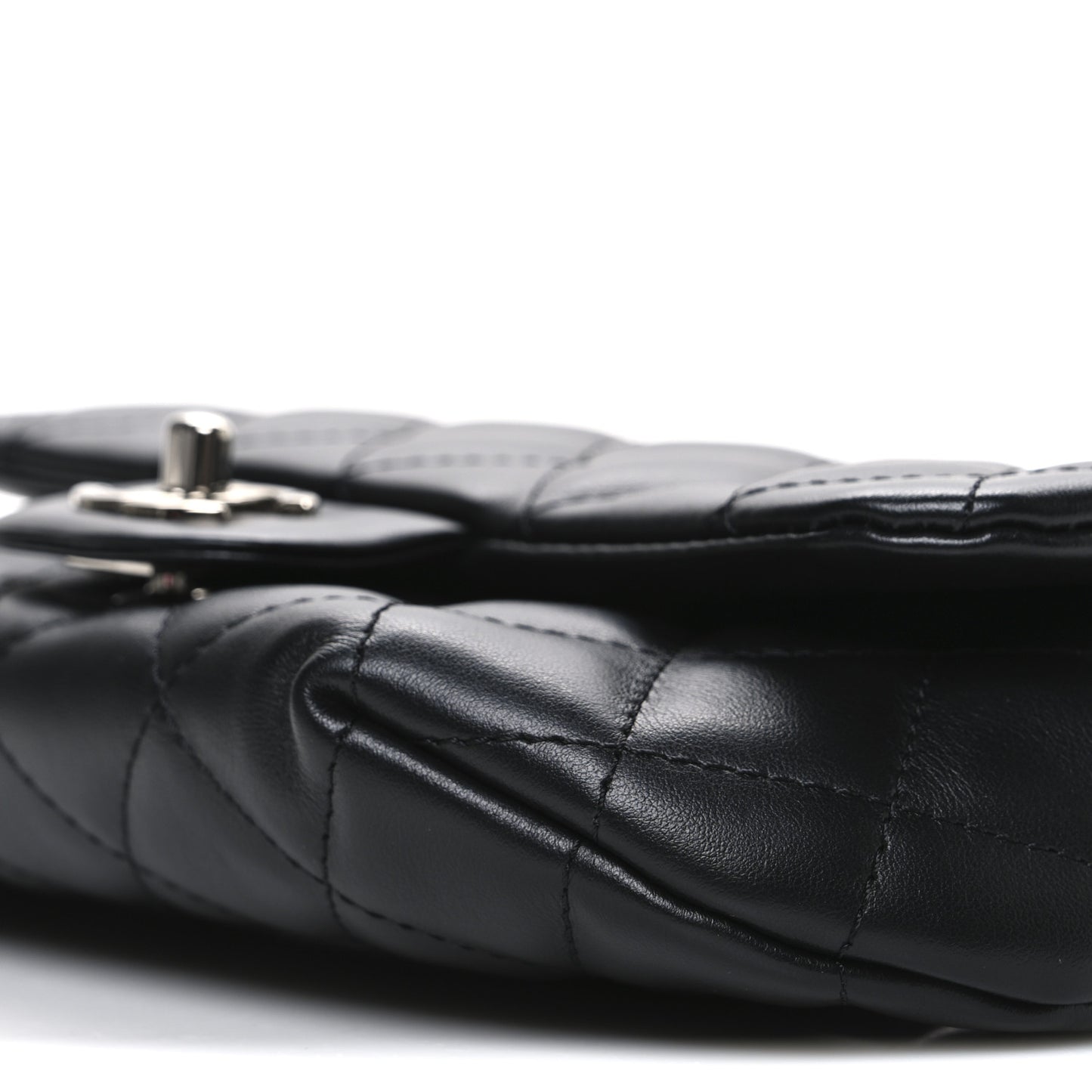 Calfskin Quilted CC Uniform Flap Belt Bag Black