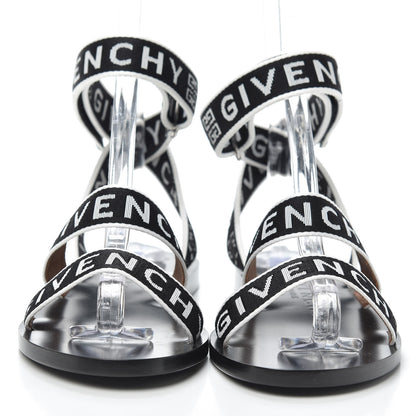 Givenchy Grosgrain Cross Logo Ankle Strap Sandals 38 Black White 2 of 6