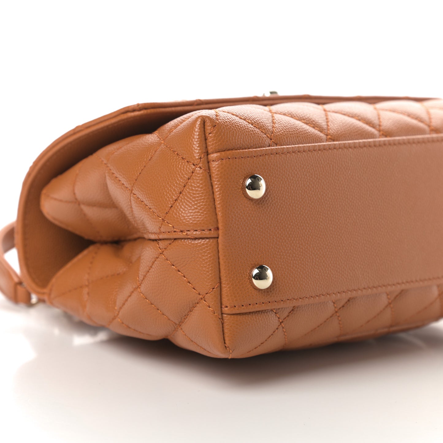 Caviar Quilted Mini Coco Handle Flap Light Brown