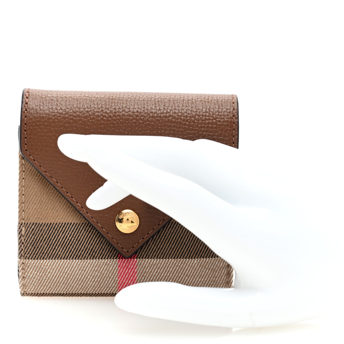 Grainy Calfskin Vintage Check Lila Tri-Fold Wallet Tan