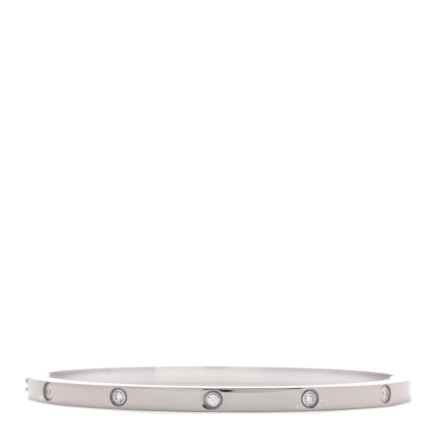 18K White Gold 10 Diamond Small LOVE Bracelet 17