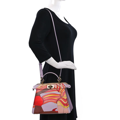 Fendi Vitello Seta Shiny Nappa Dancing Girls Inlay Small Peekaboo I SEE U Satchel Anemone Multicolor 2 of 8