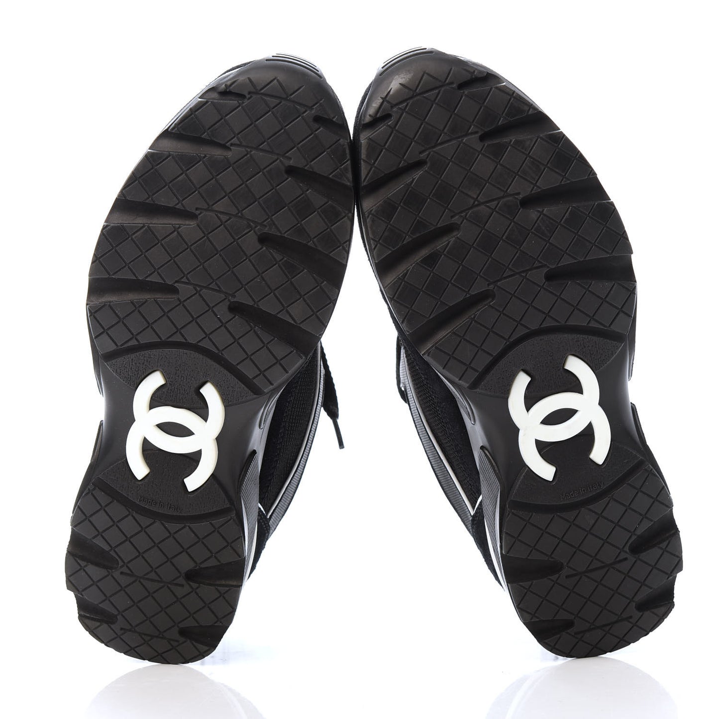 Toile Suede Calfskin CC Sneakers 36 Black White
