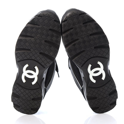 Chanel Toile Suede Calfskin CC Sneakers 36 Black White 5 of 9