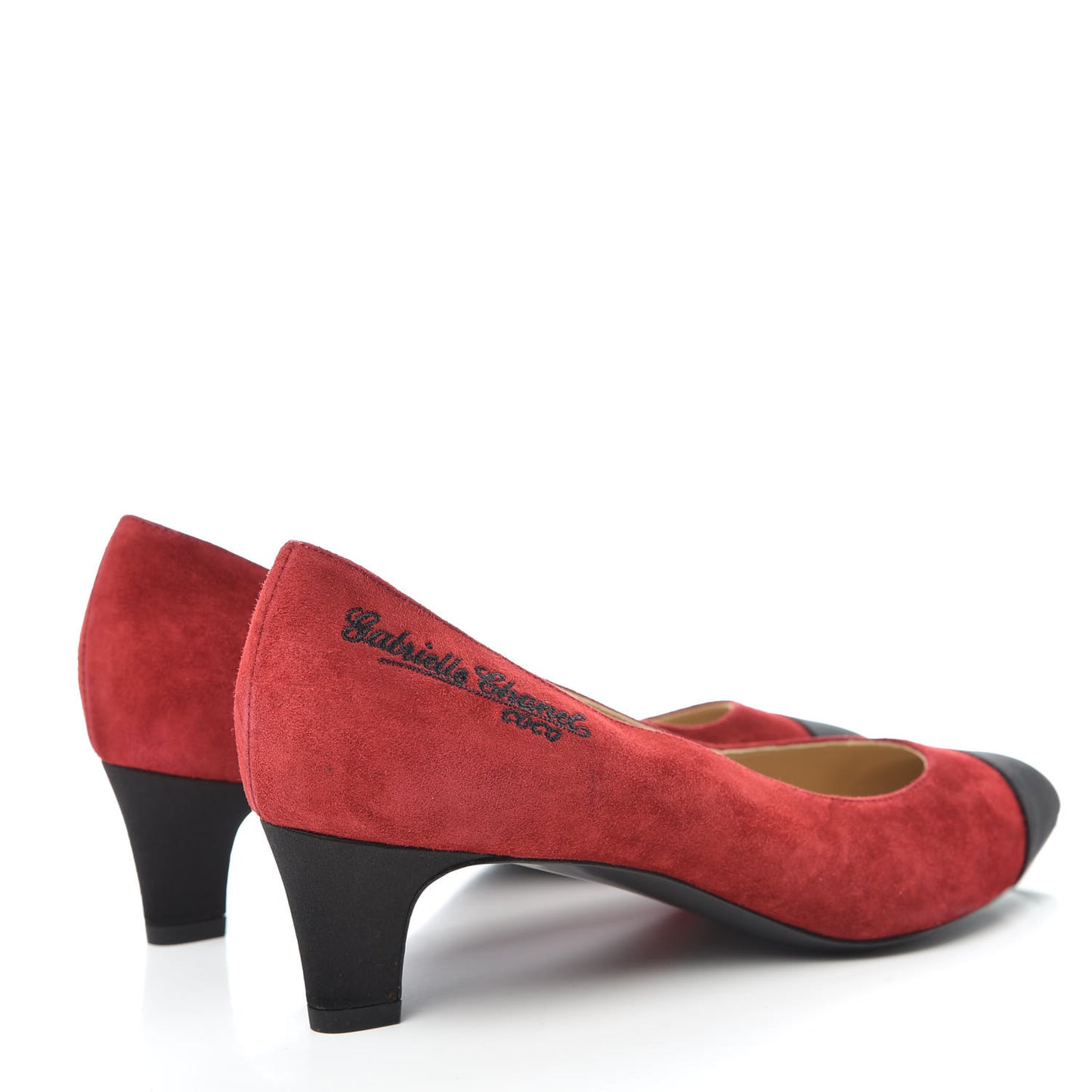 Suede Satin Cap Toe Gabrielle Pumps 38 Red