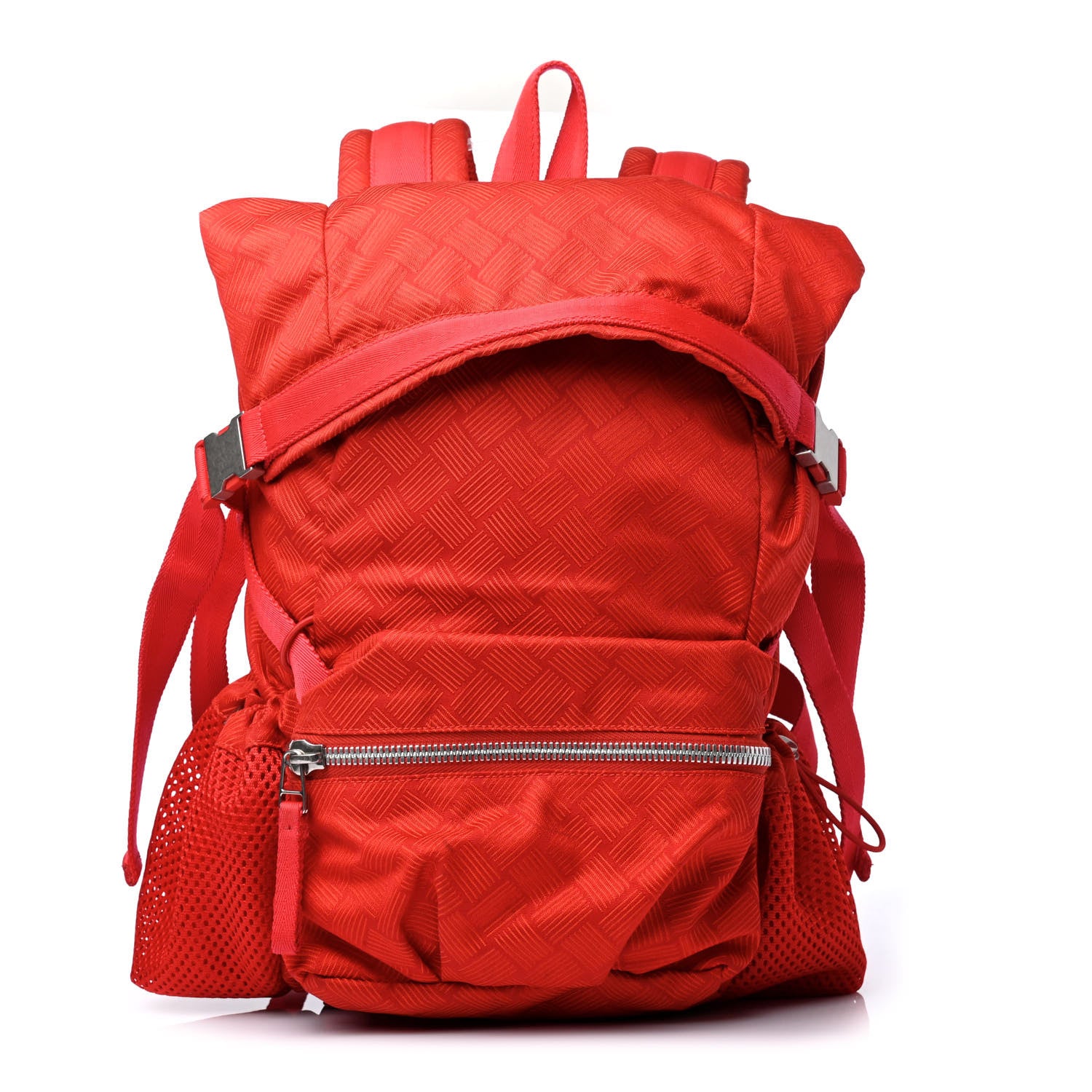 Bottega Veneta Econyl Jacquard Nylon Inrecciato Trekking Backpack Tomato 1 of 4
