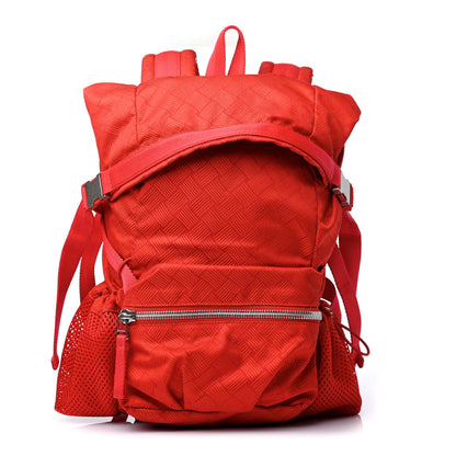 Bottega Veneta Econyl Jacquard Nylon Inrecciato Trekking Backpack Tomato 1 of 4
