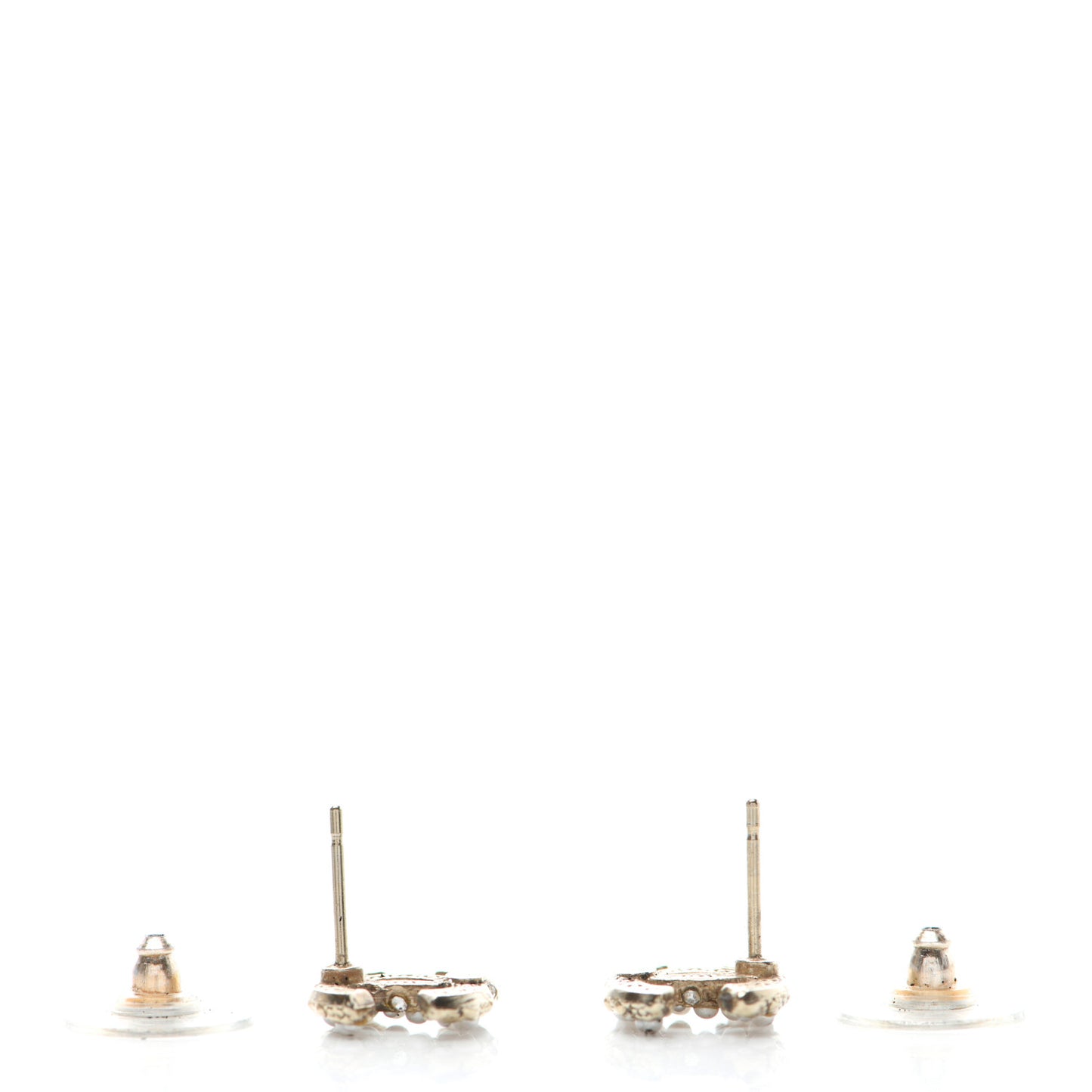 Metal Graduated Pearl Crystal CC Earrings Light Gold