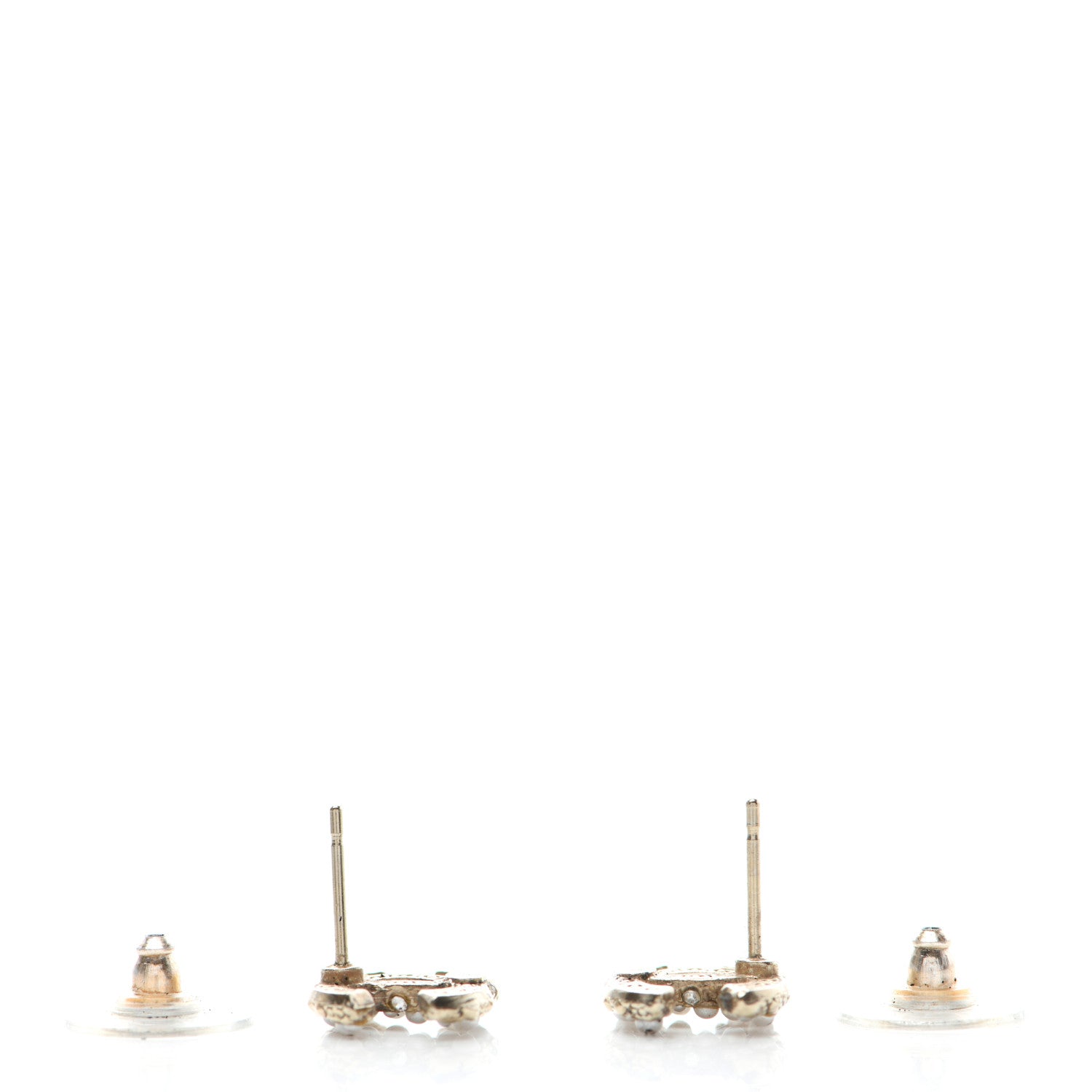 Chanel Metal Graduated Pearl Crystal CC Earrings Light Gold 3 of 4