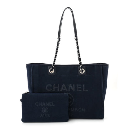 Chanel Mixed Fibers Calfskin Small Deauville Tote Dark Blue 3 of 11