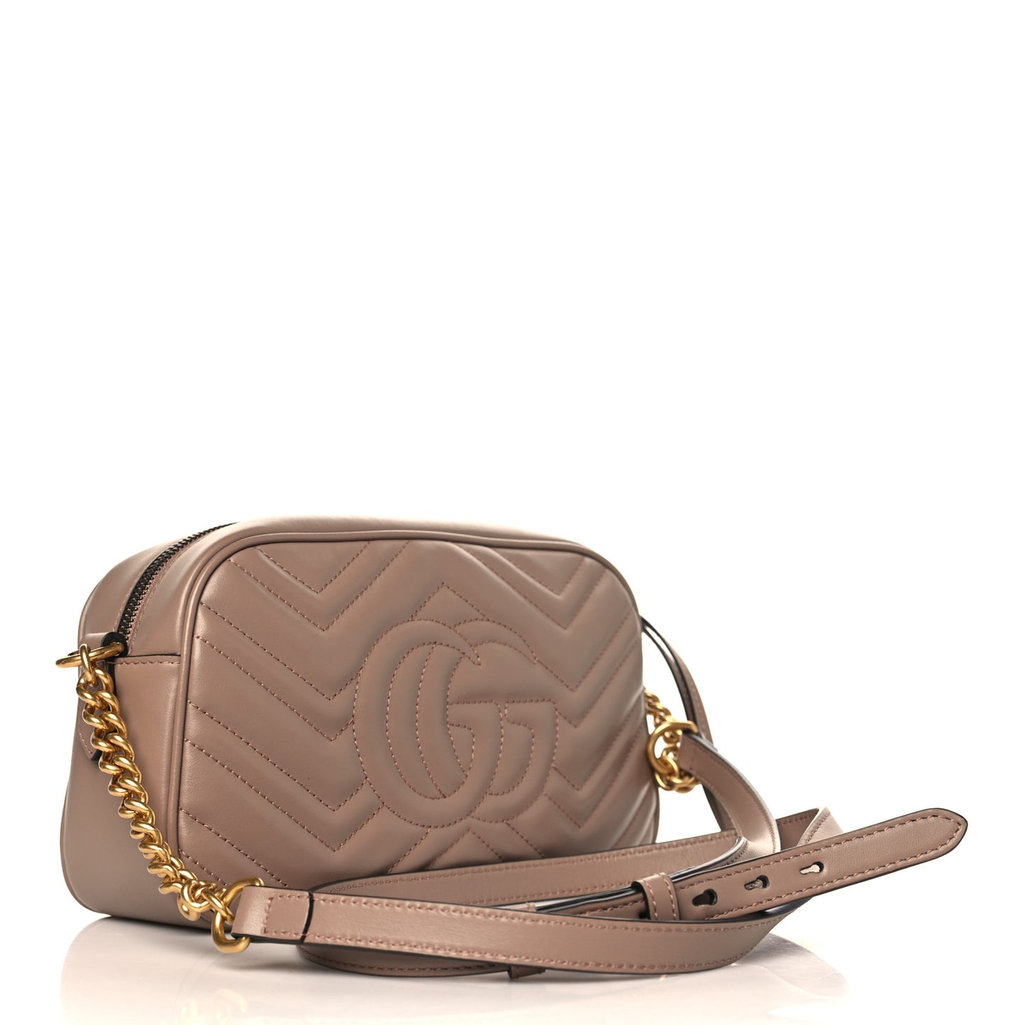 Calfskin Matelasse Small GG Marmont Chain Shoulder Bag Porcelain Rose