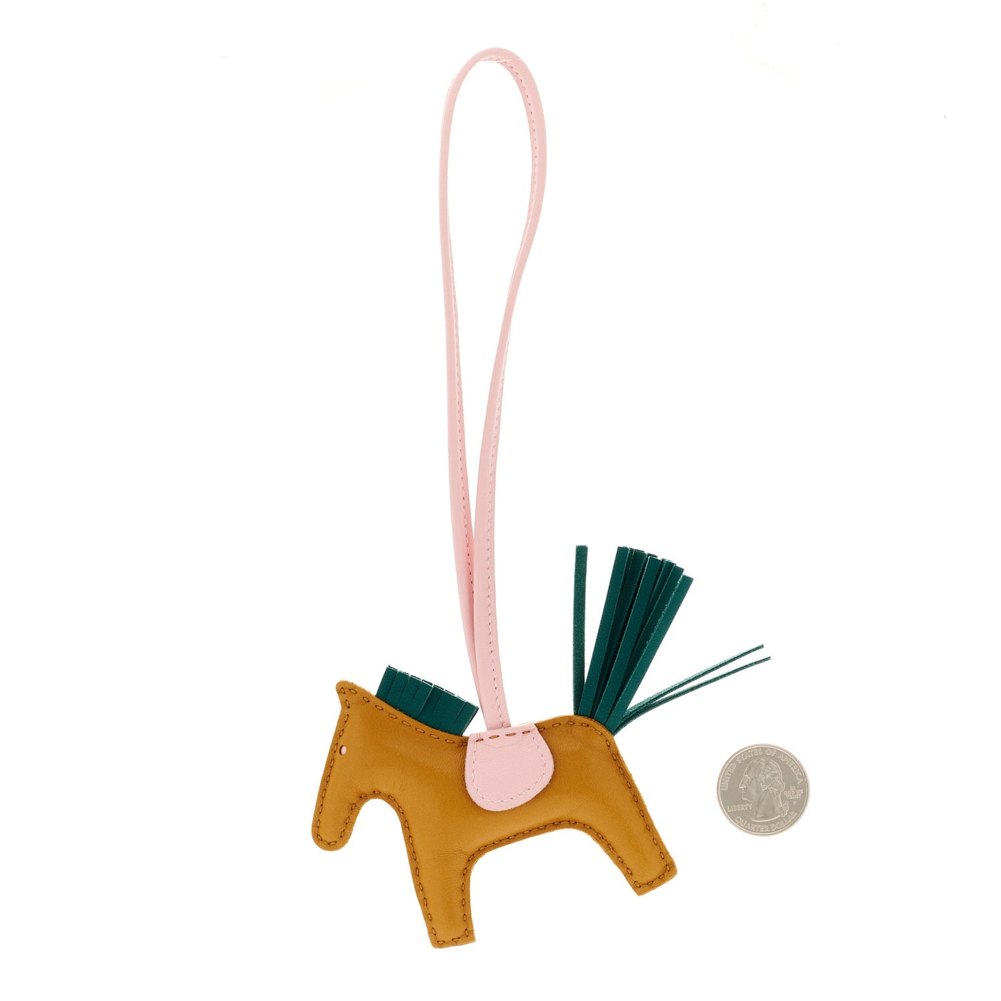 Milo Lambskin Grigri Rodeo Horse Bag Charm PM Sesame Malachite Rose Sakura