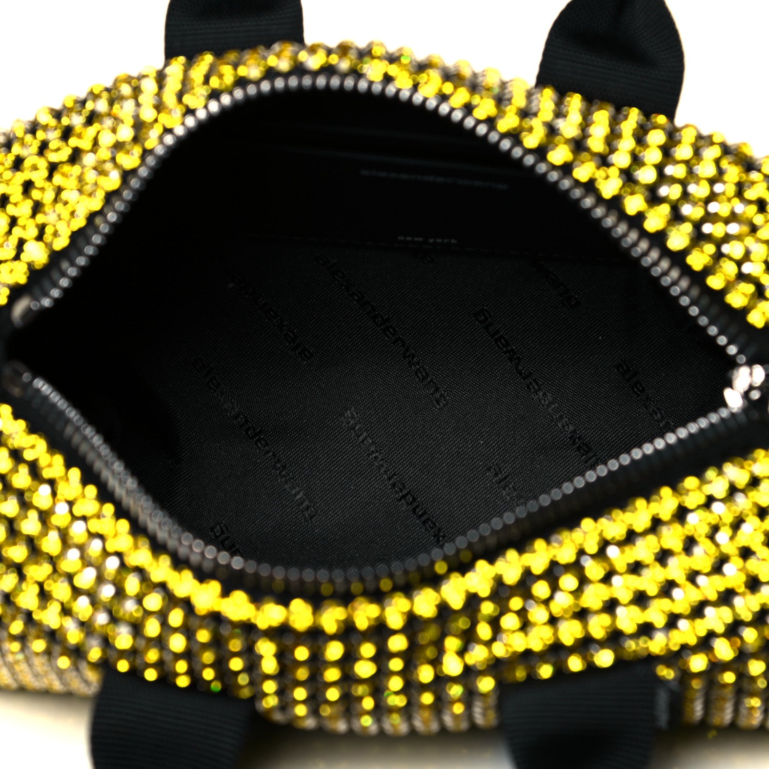 Alexander Wang Mesh Crystal Rhinestone Mini Cruiser Duffle Lemon 4 of 11