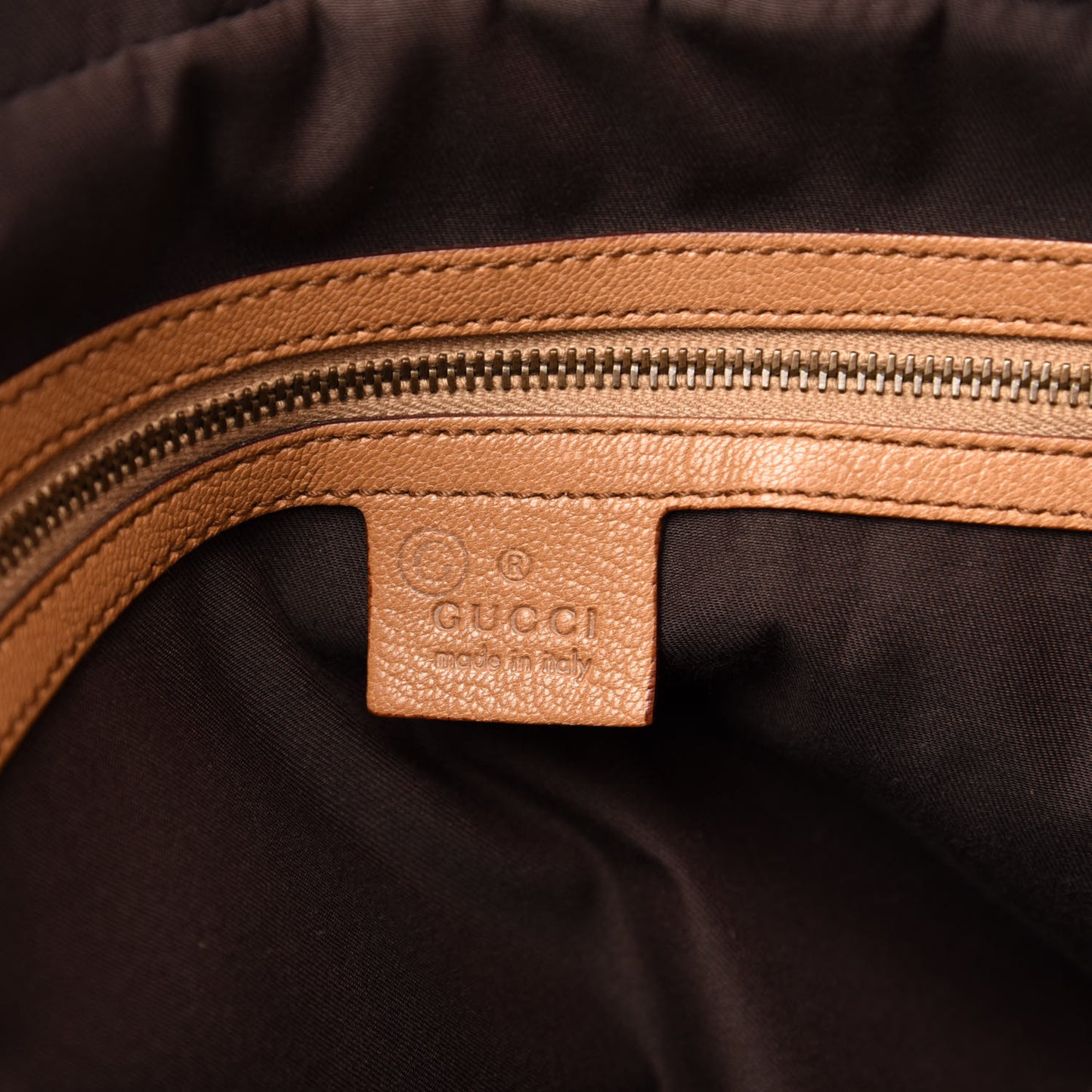 Pebbled Calfskin Studded Tote Brown