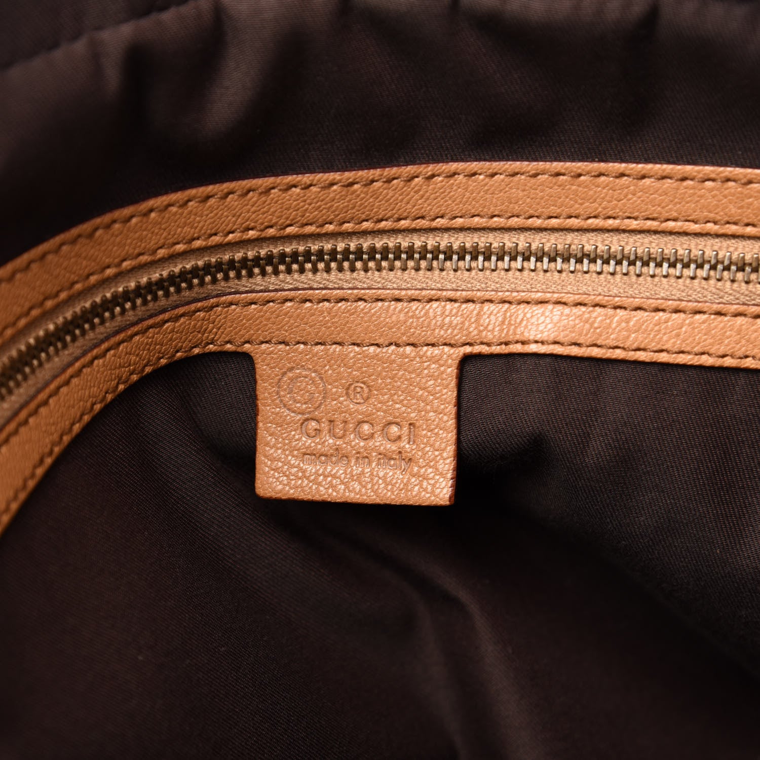 Gucci Pebbled Calfskin Studded Tote Brown 8 of 12