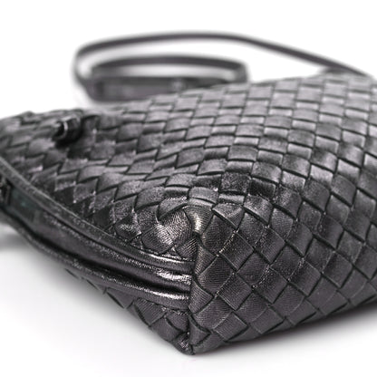 Bottega Veneta Metallic Grosgrain Intrecciato Nodini Crossbody Messenger Dark Grey 8 of 9