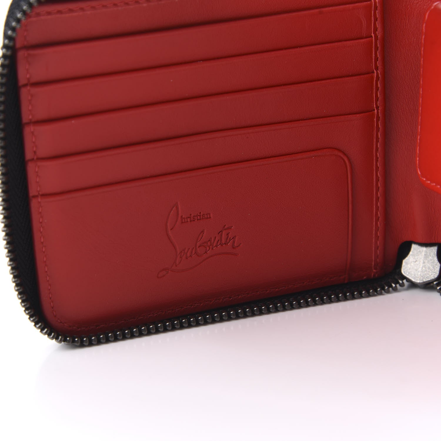 Christian Louboutin Patent Panettone Marble Swirl Zip Around Compact Wallet White Black 8 of 9