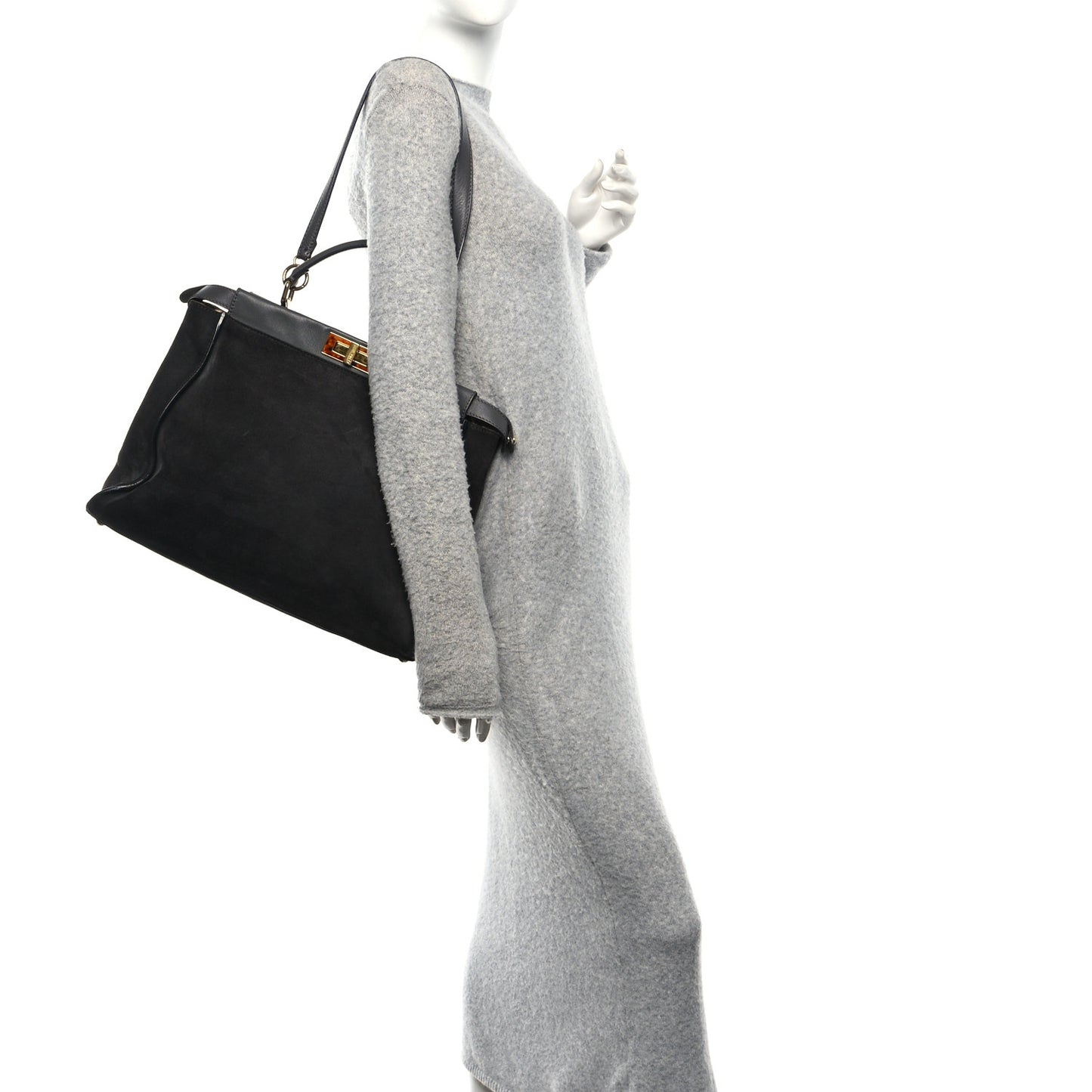 Suede Calfskin Hair Leopard Print Zucca Large Peekaboo Iconic Satchel Brown Grey
