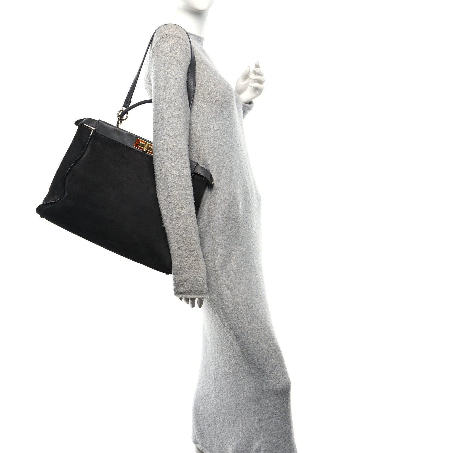 Fendi Suede Calfskin Hair Leopard Print Zucca Large Peekaboo Iconic Satchel Brown Grey 2 of 10
