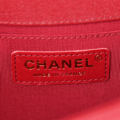 Chanel Caviar Chevron Quilted Medium Boy Flap Red 8 of 11