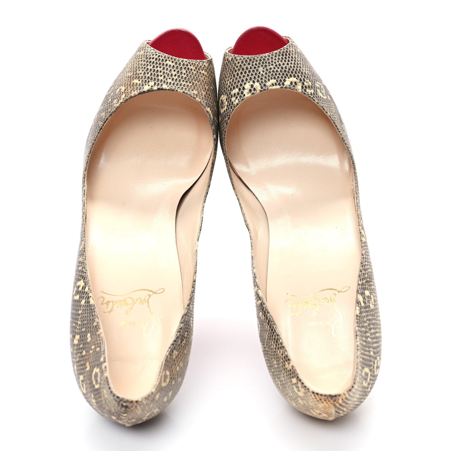 Lizard Lady Peep 120 Pumps 38.5 Beige