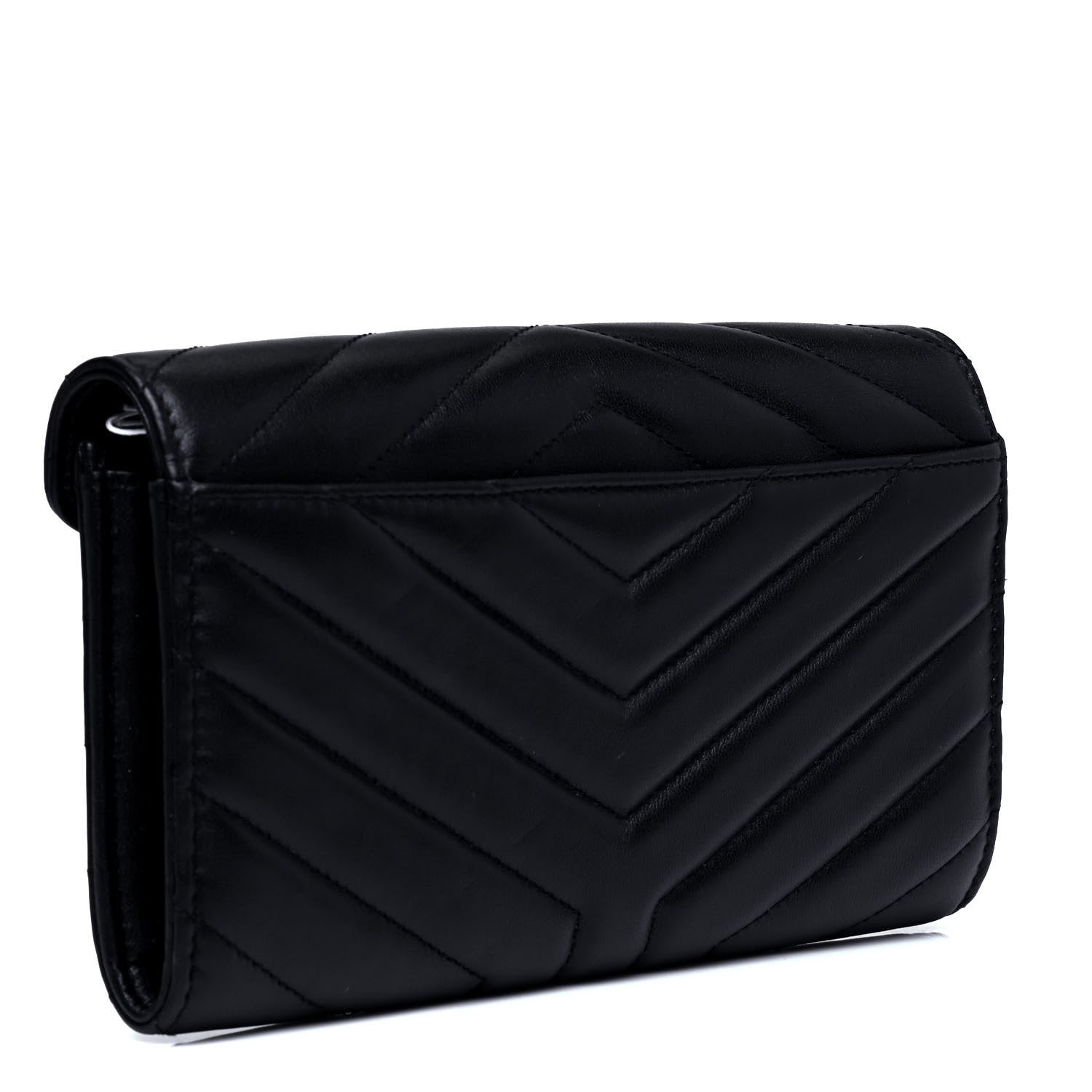 Saint Laurent Lambskin Y Quilted Monogram Large Loulou Flap Wallet Black 2 of 6