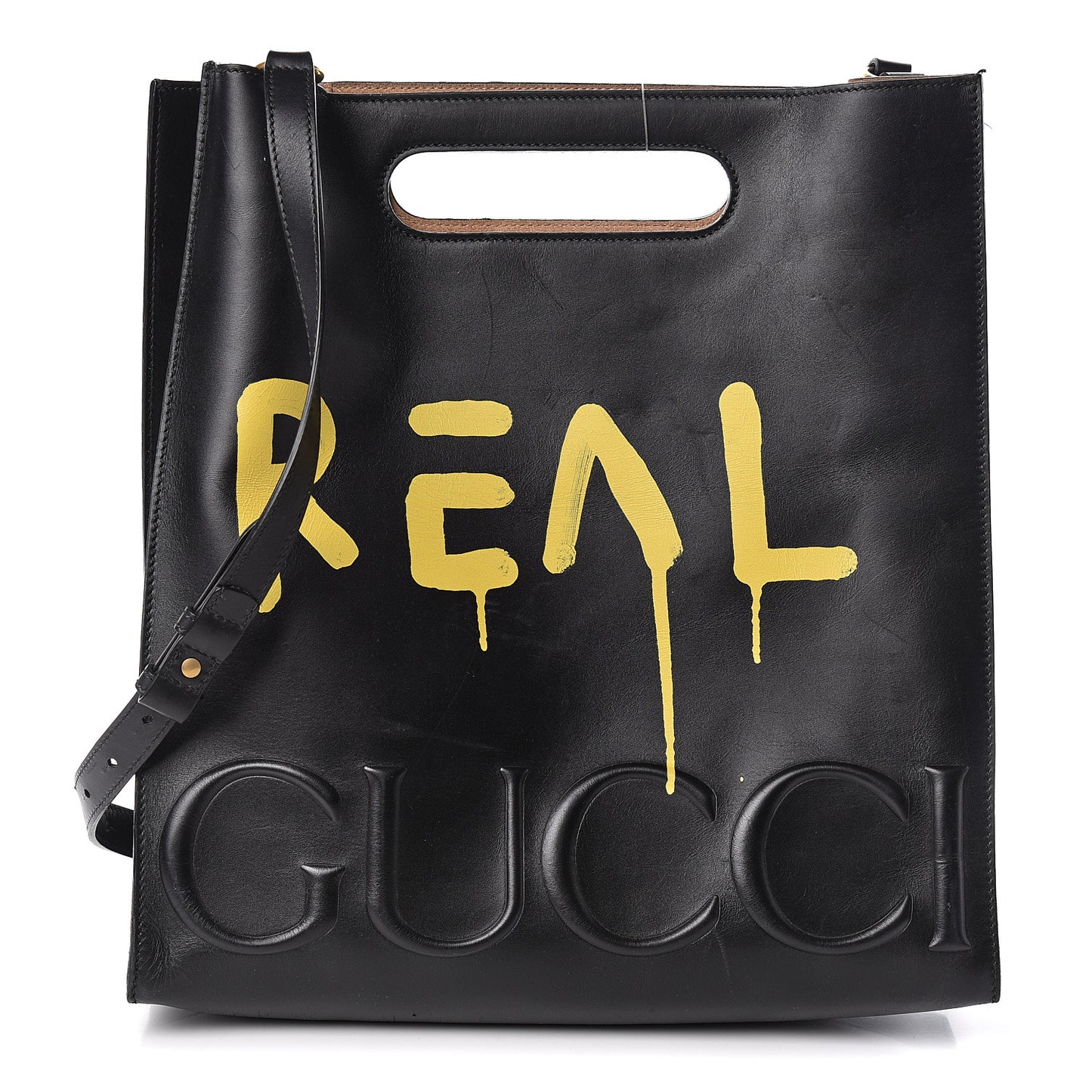 Calfskin GucciGhost Real Medium XL Tote Black Yellow
