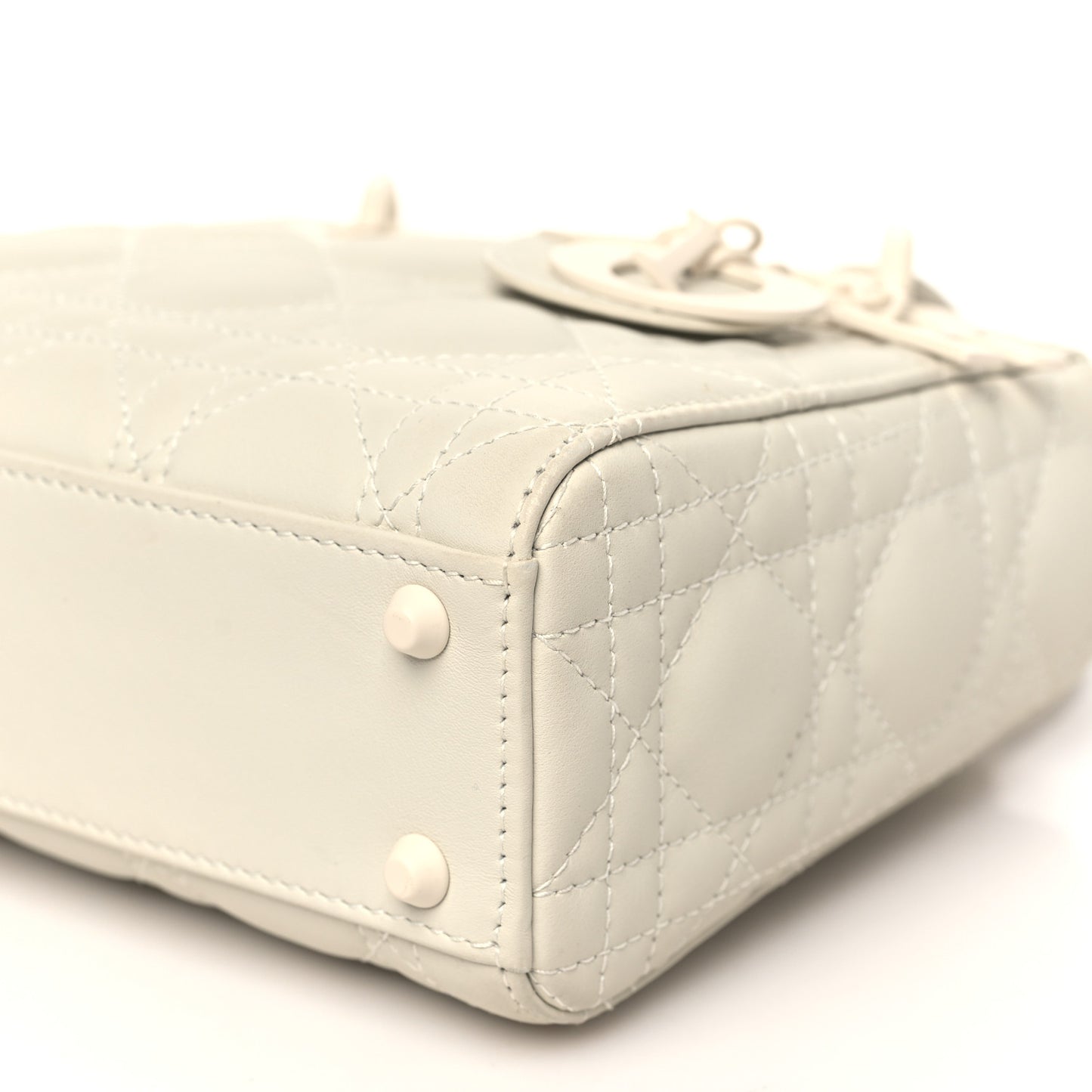 Ultra Matte Calfskin Cannage Mini Lady Dior White