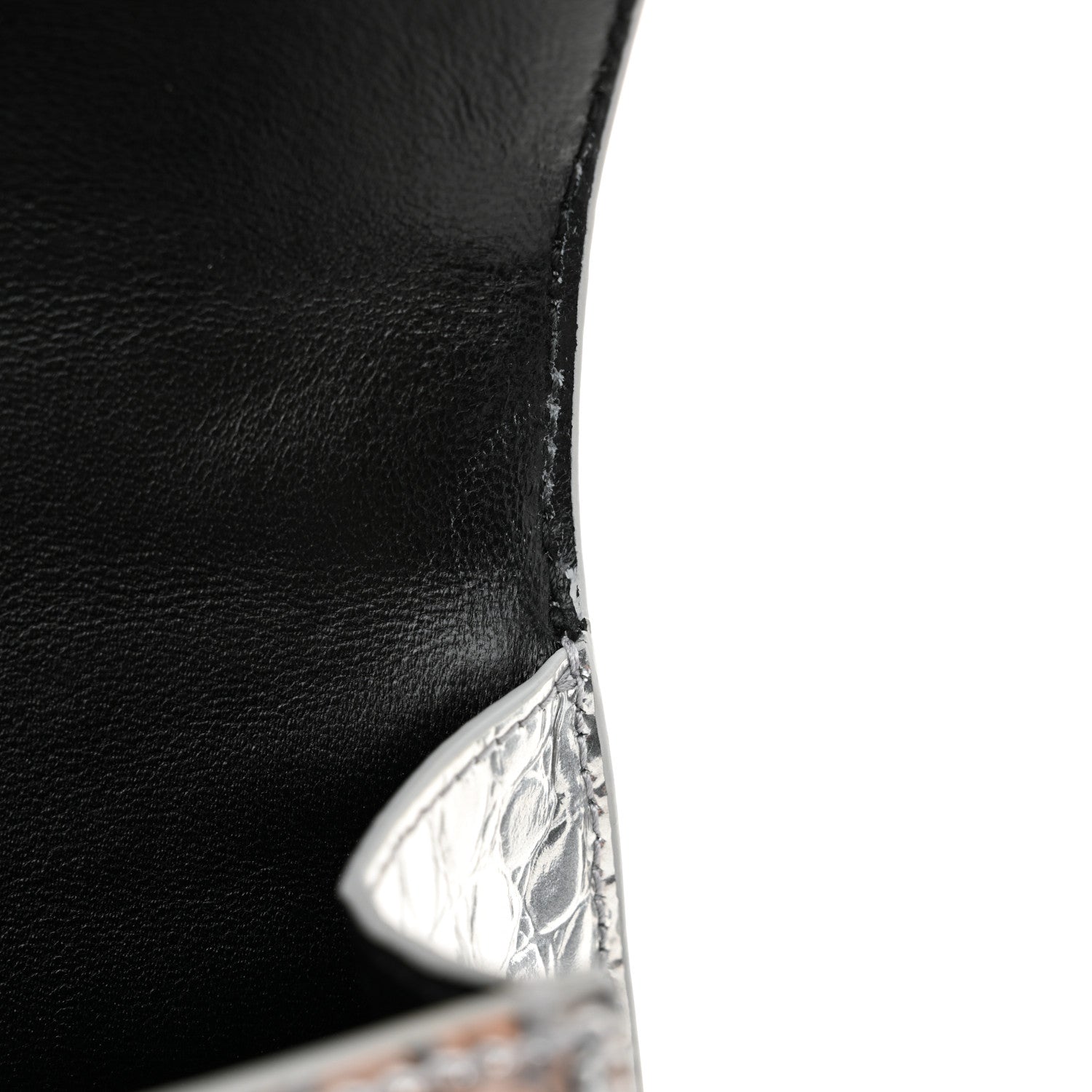 Balenciaga Metallic Calfskin Crocodile Embossed Crystal Hourglass Top Handle Bag XS Silver 12 of 12