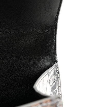 Balenciaga Metallic Calfskin Crocodile Embossed Crystal Hourglass Top Handle Bag XS Silver 12 of 12