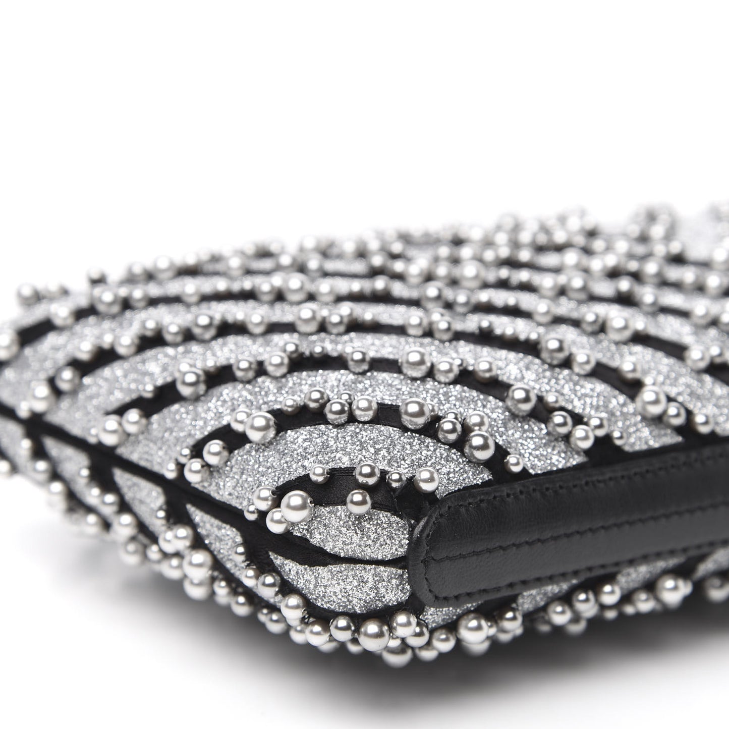 Mixed Fibers Pearl Evening Clutch Silver Black