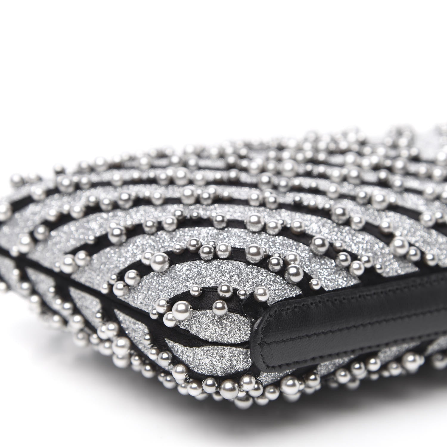 Chanel Mixed Fibers Pearl Evening Clutch Silver Black 8 of 11