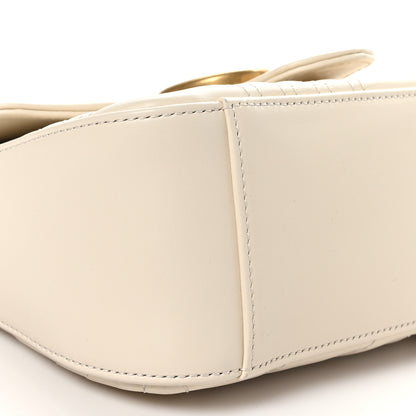 Gucci Calfskin Matelasse Mini GG Marmont Top Handle Shoulder Bag White 10 of 11