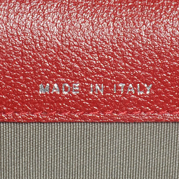 Leather Camellia Card Holder Wallet Red