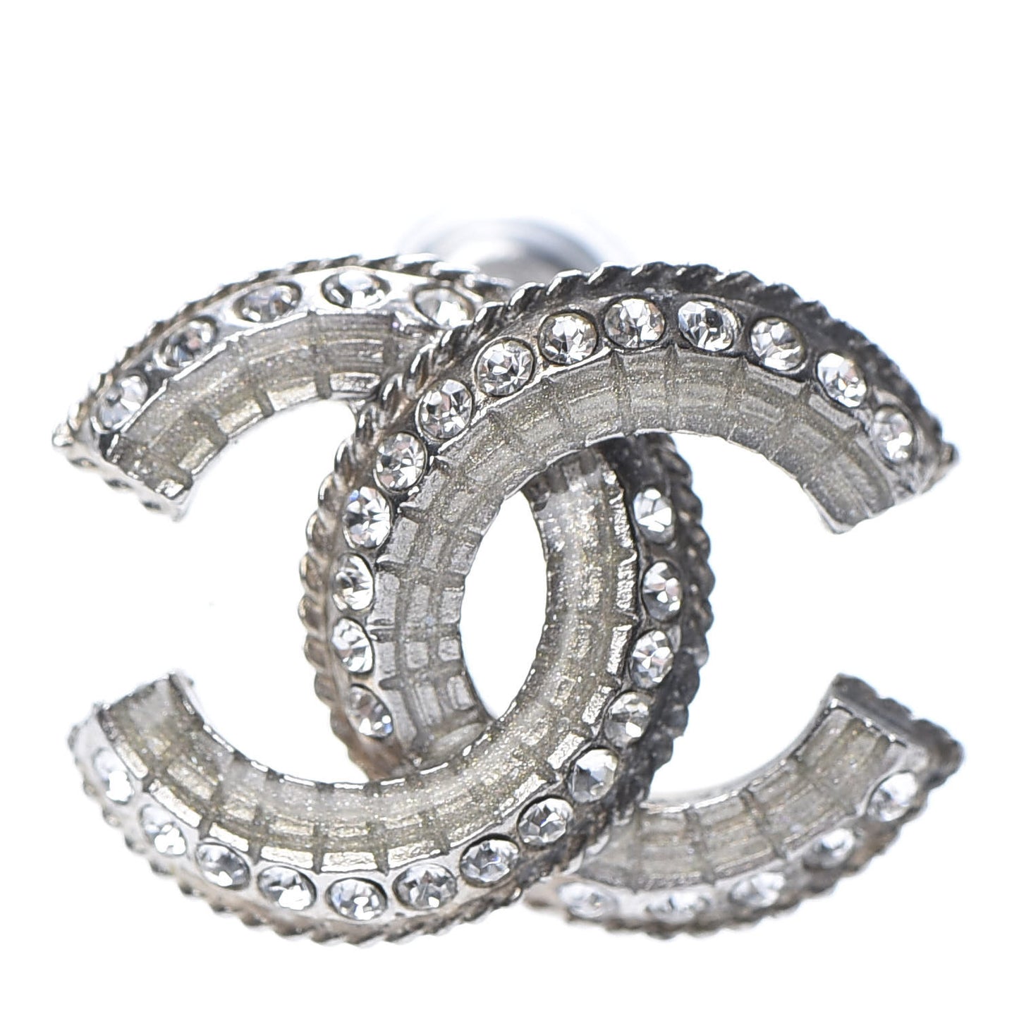 Baguette Crystal CC Earrings Silver