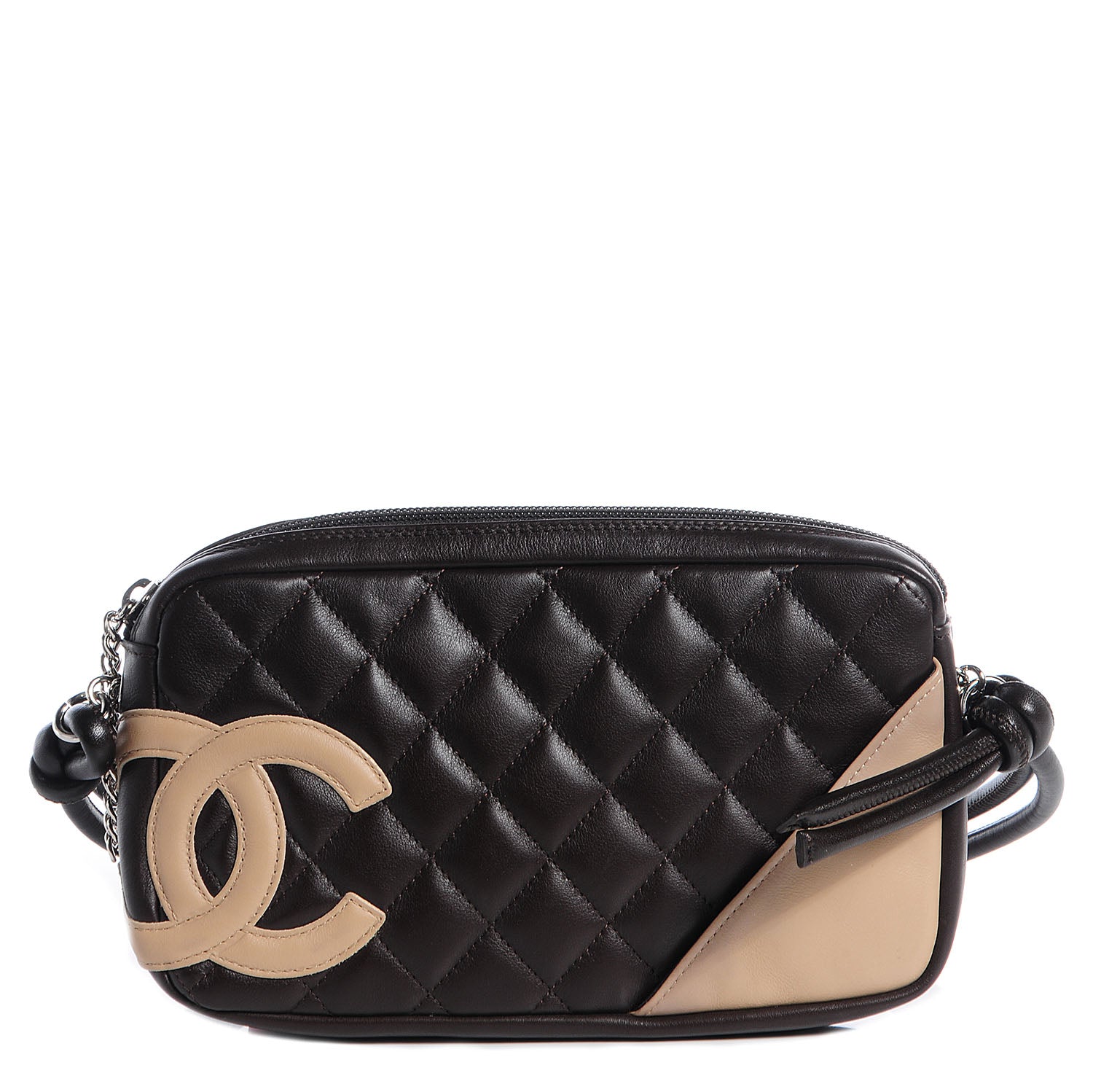 Chanel Calfskin Quilted Cambon Pochette Brown Beige 1 of 7