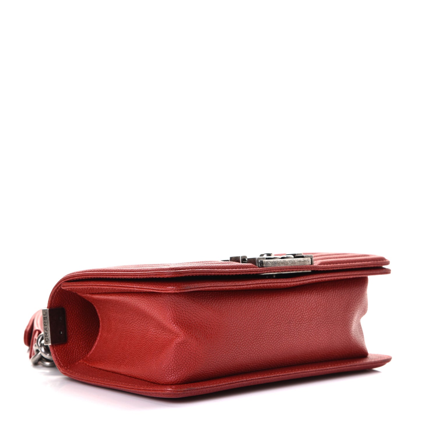 Caviar Quilted Small Boy Flap Dark Red
